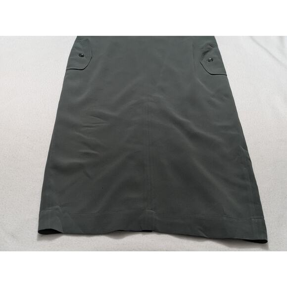 Max Mara Midi Dress Silk Green Sheath A Line Pockets Sz 4 Lined Minimalist - Picture 7 of 16